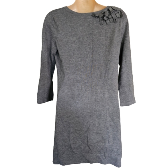 Alfani Gray Petal Loop ¾ Sleeve Tunic Sweater Top Size Women's Small - Picture 2 of 9